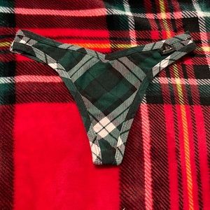 PINK VICTORIA SECRET XS Green Print Cotton Thong